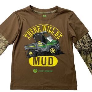 John Deere Boys 4T Perfomance Long Sleeve Tee There Will Be Mud 4x4 Camo Shirt